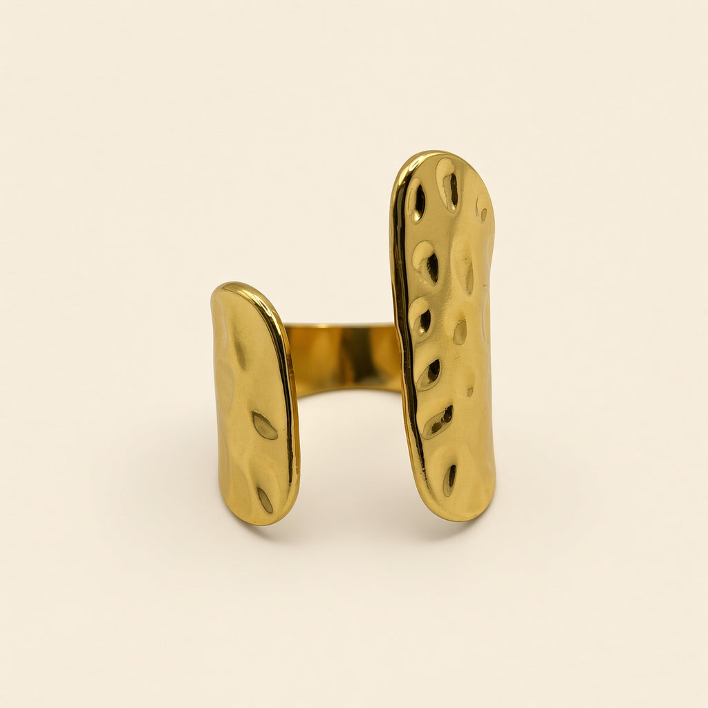 Bague ajustable Zahra dorée — vue de face