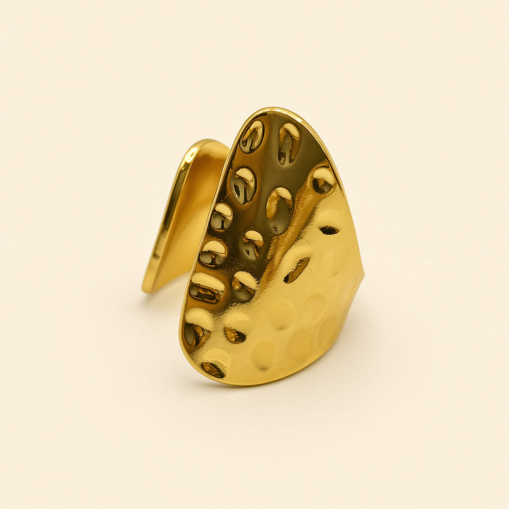 Bague ajustable Zahra dorée — vue de profil