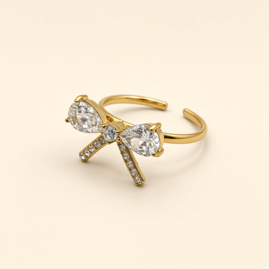 Bague ajustable Sibylle dorée — vue de profil