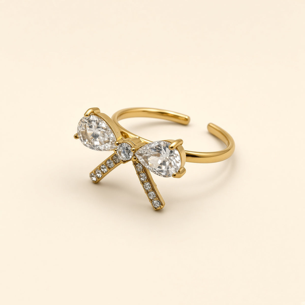 Bague ajustable Sibylle dorée — vue de profil