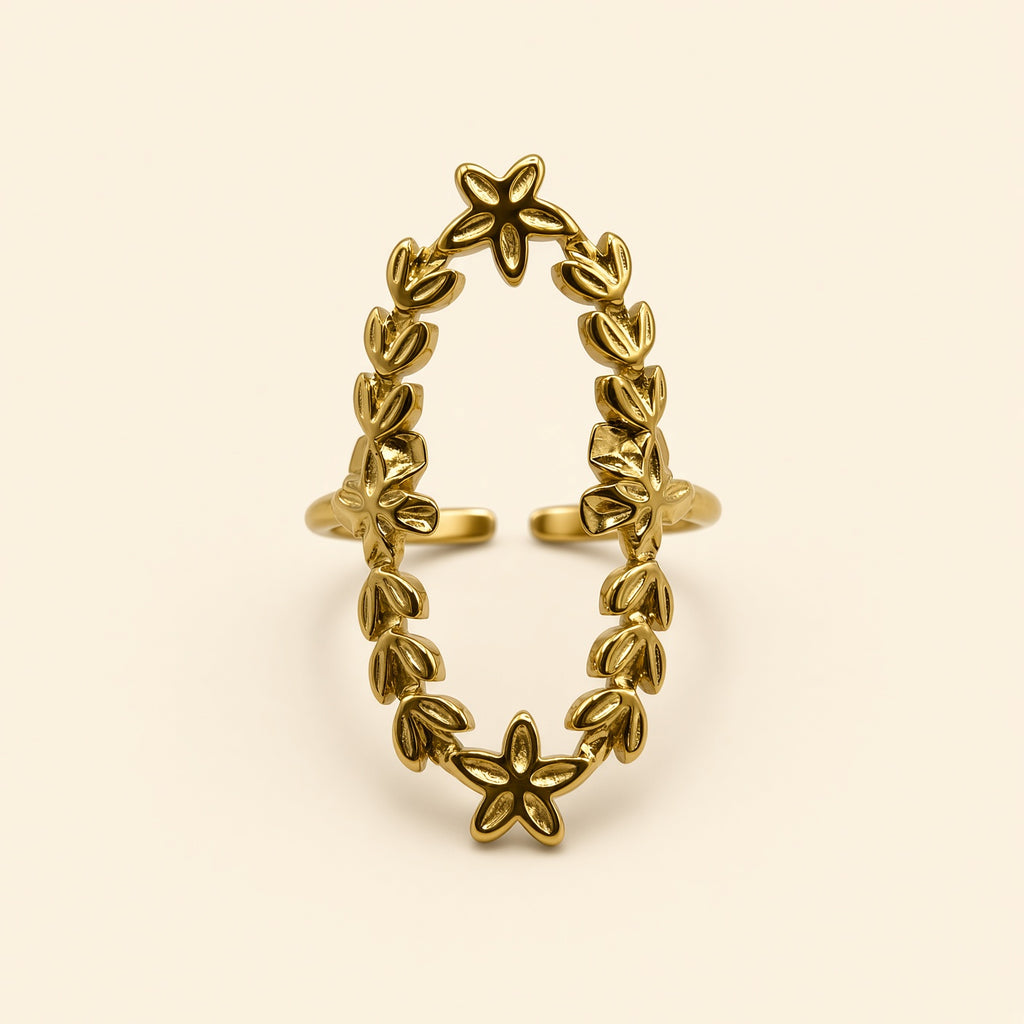 Bague ajustable Wendy dorée — vue de face