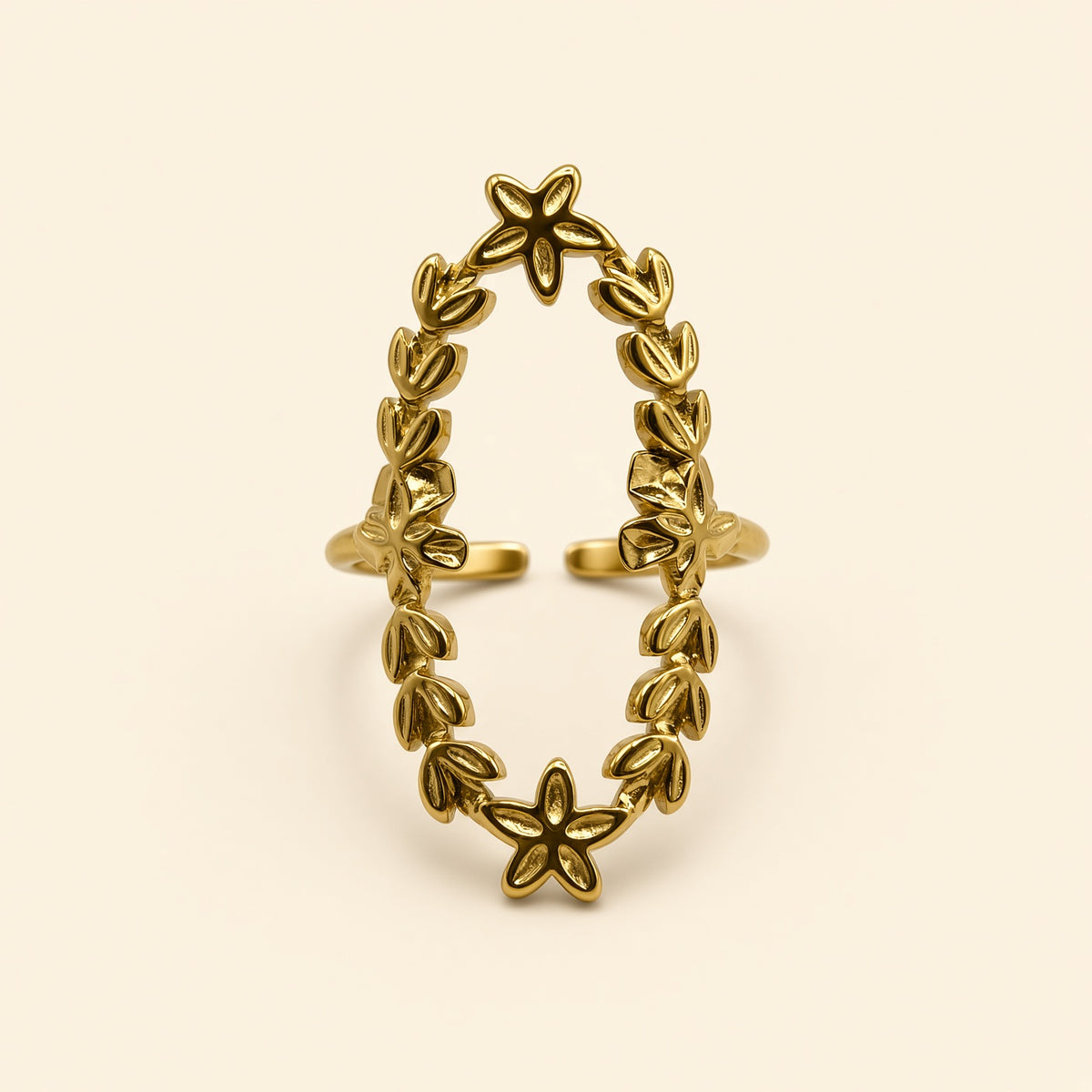 Bague ajustable Wendy dorée — vue de face