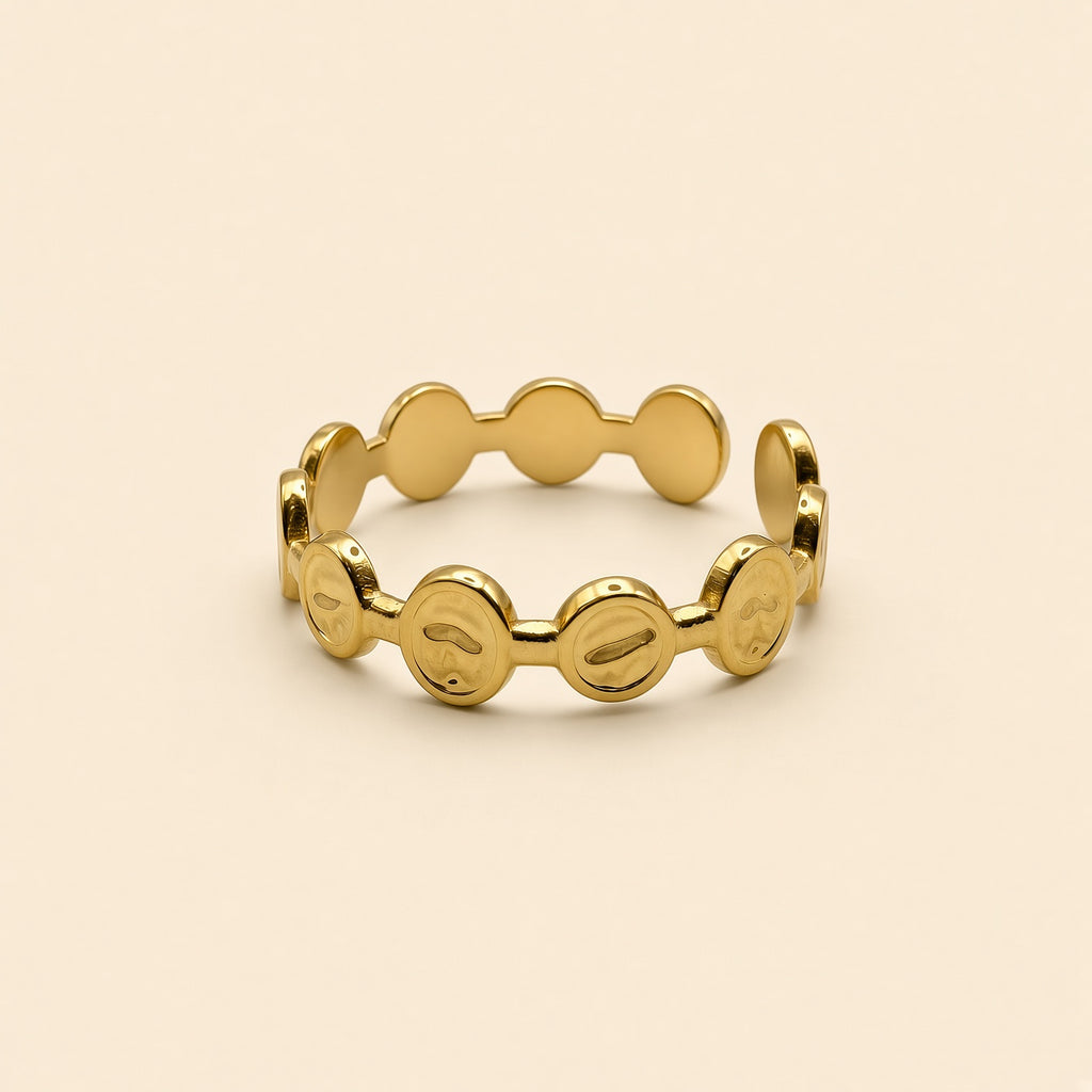 Bague ajustable Séléna dorée — vue de face