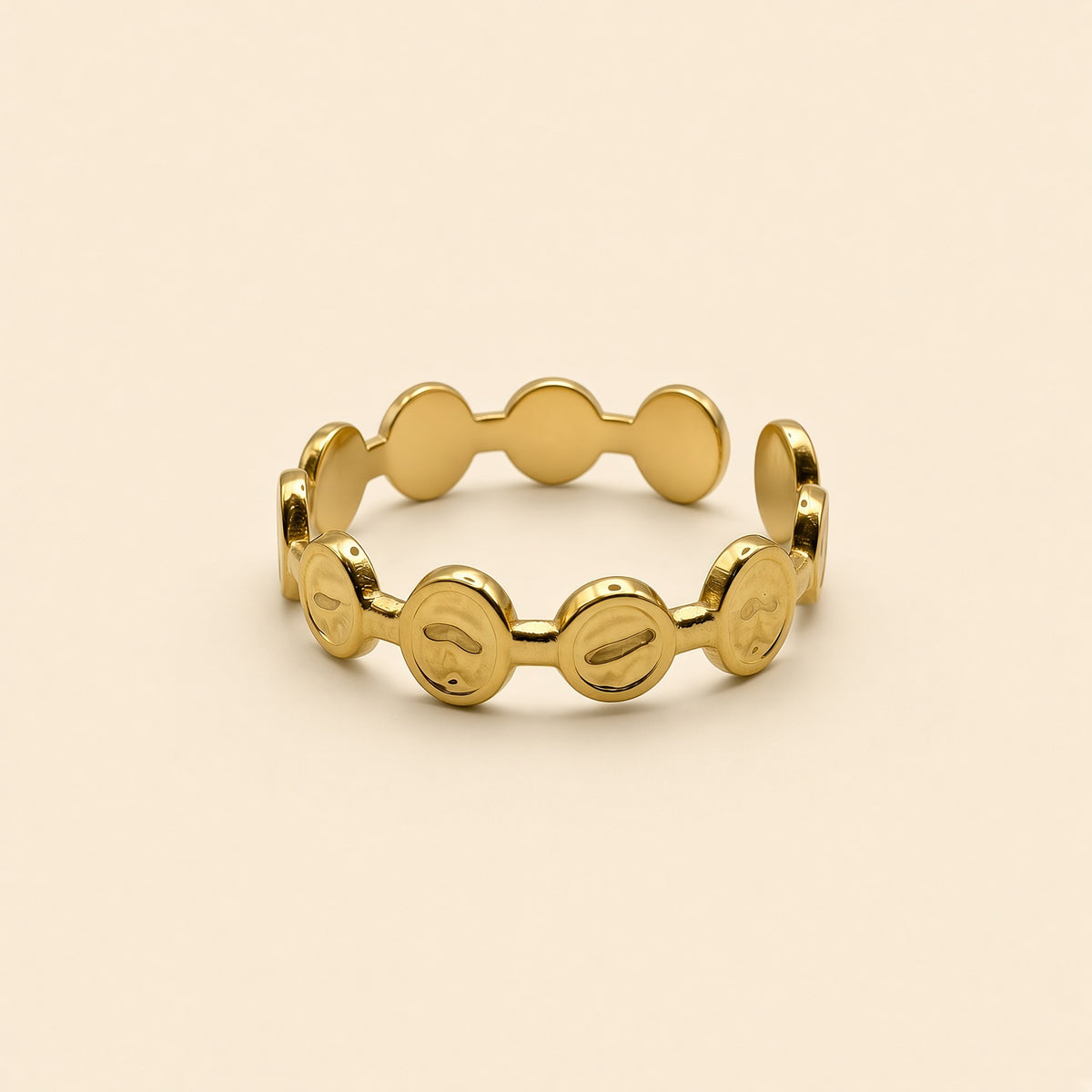 Bague ajustable Séléna dorée — vue de face
