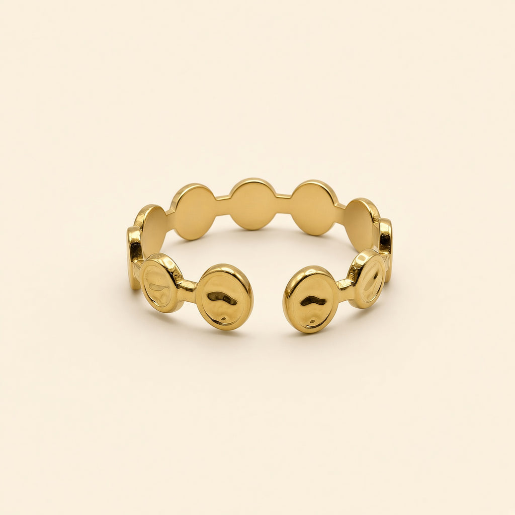 Bague ajustable Séléna dorée — vue de profil