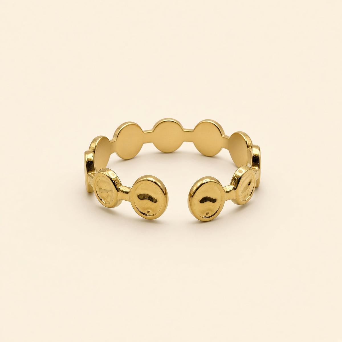 Bague ajustable Séléna dorée — vue de profil