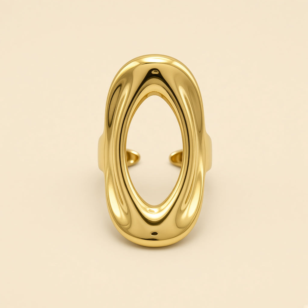 Bague ajustable Gloria dorée — vue de face