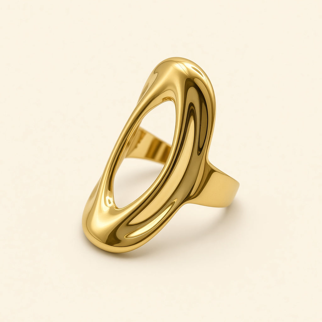 Bague ajustable Gloria dorée — vue de profil