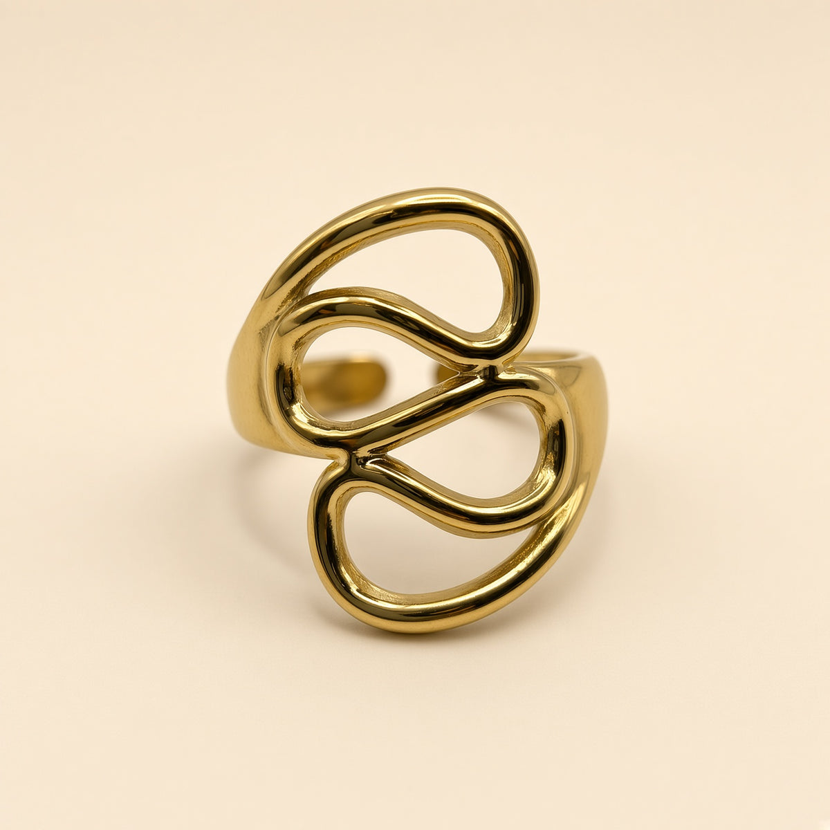 Bague ajustable Chloé dorée — vue de face