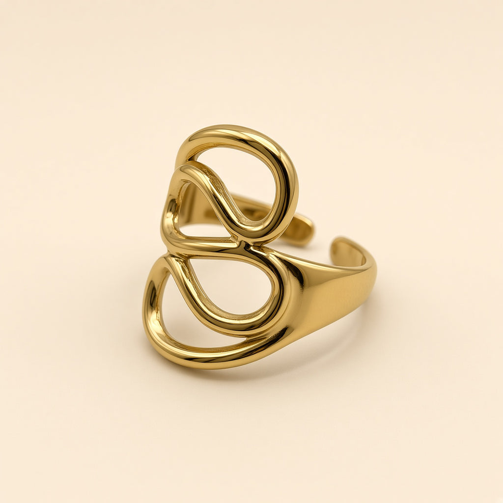 Bague ajustable Chloé dorée — vue de profil
