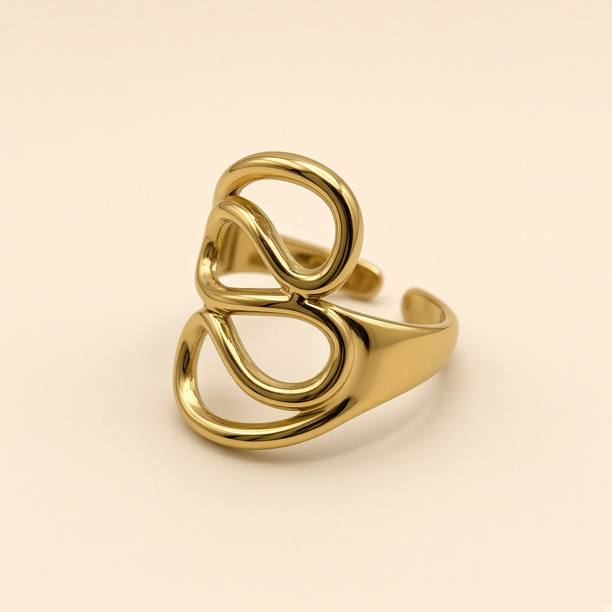 Bague ajustable Chloé dorée — vue de profil