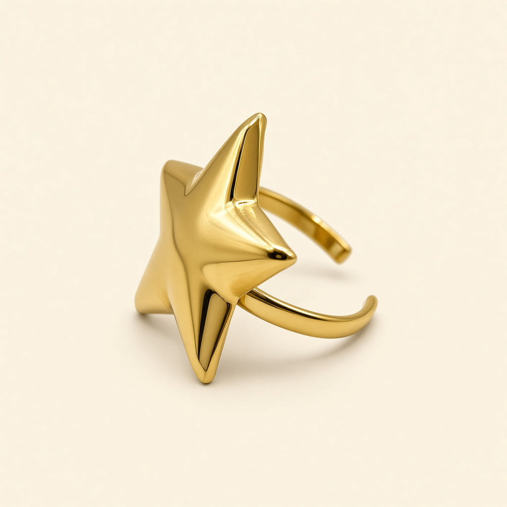 Bague ajustable Aylin dorée — vue de profil