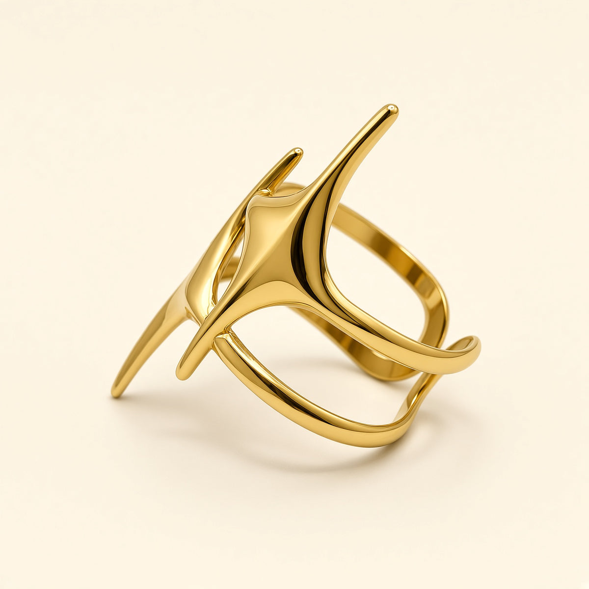 Bague ajustable Hailey dorée — autre vue de face