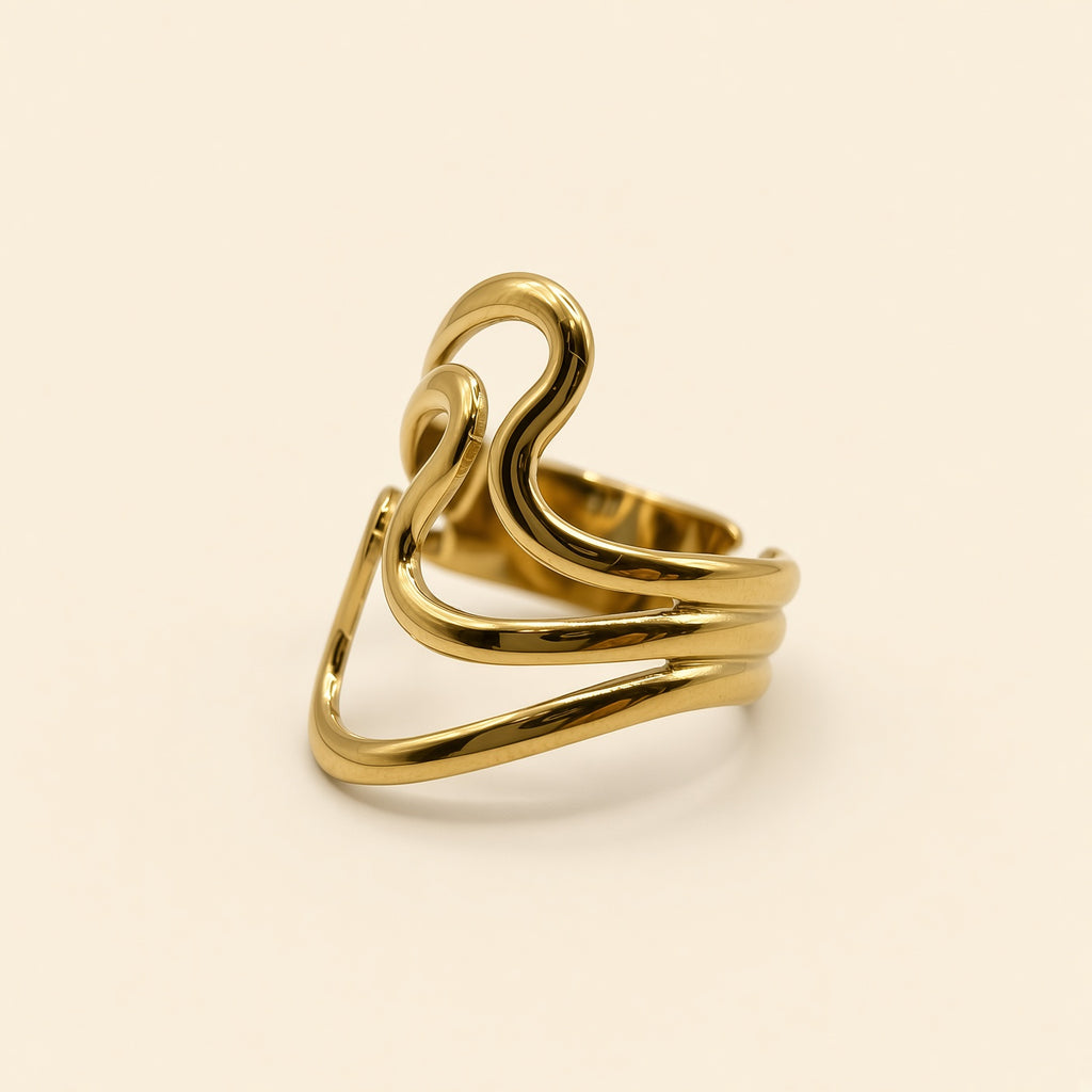 Bague ajustable Hailey dorée — vue de profil