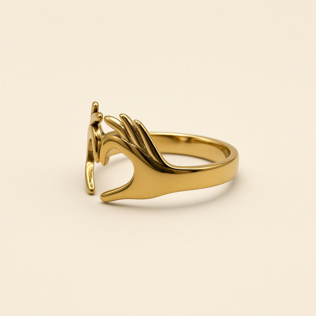 Bague ajustable Léonie dorée — autre vue de profil