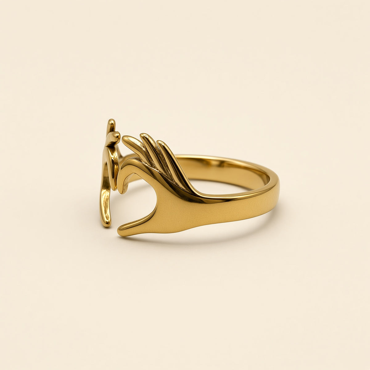 Bague ajustable Léonie dorée — autre vue de profil