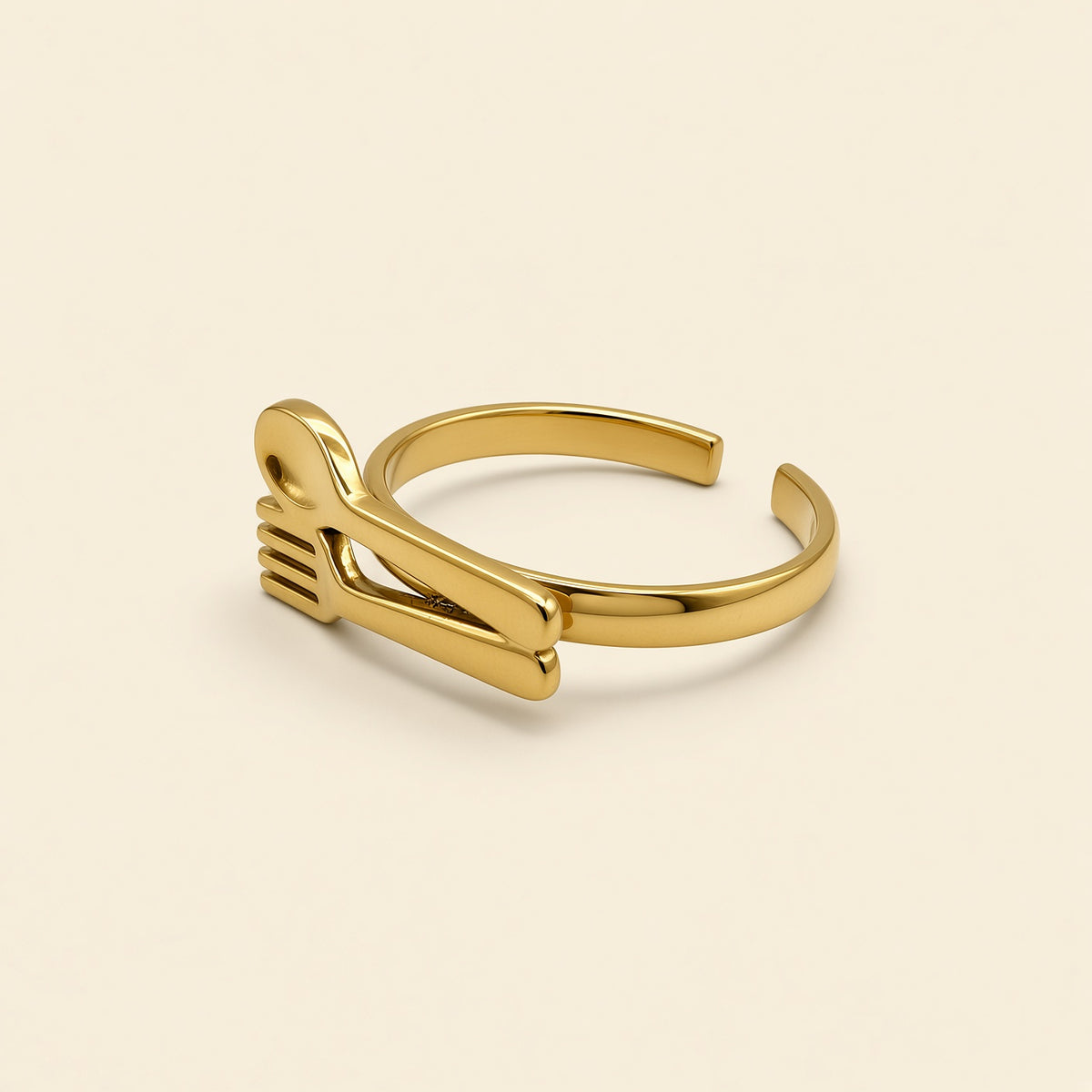 Bague ajustable Léonie dorée — vue de profil